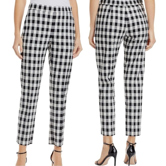 NWT T TAHARI Slim Fit Crop Gingham Pant Small - Picture 1 of 8